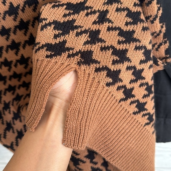 Heart & Heels Dogstooth V-Neck Button Up Cardigan Collared Black | SIZE M - Picture 9 of 12